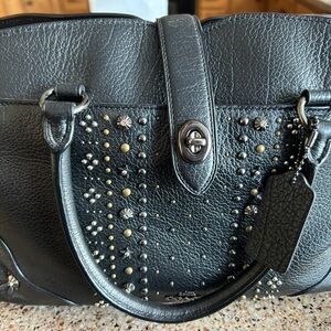Gorgeous coach Mercer 30 Studded Black Leather Handbag